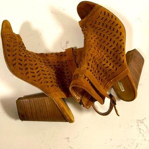 BCBGeneration Brown Peep Toe Bootie-Heels